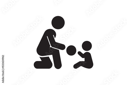 Playing with Kids Icon silhouette vector with white background