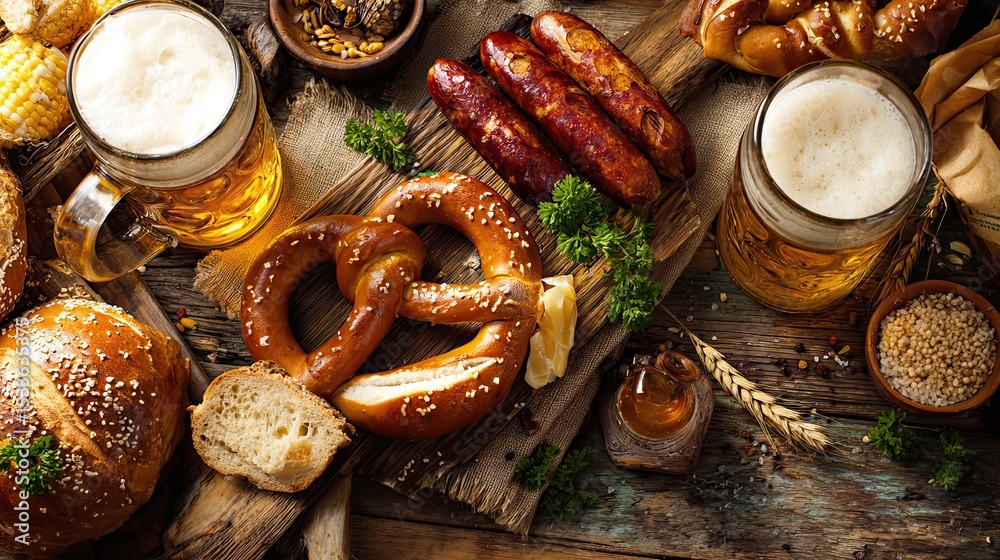 custom made wallpaper toronto digitalOktoberfest Food: Beer, Pretzels and Sausages Still Life