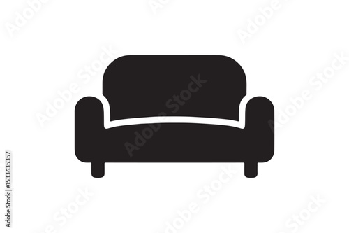 Sofa Icon silhouette vector with white background