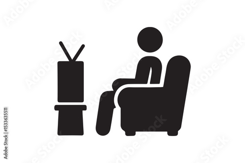 TV and Couch Icon silhouette vector with white background