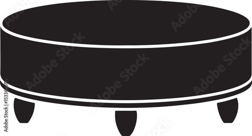 Round upholstered ottoman coffee table icon