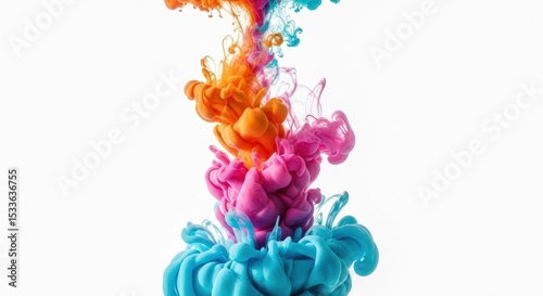 Colorful Ink Cloud on White Background