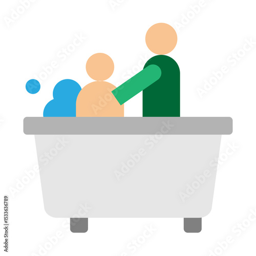 Bathing Assistance Vector Flat Icon Design 