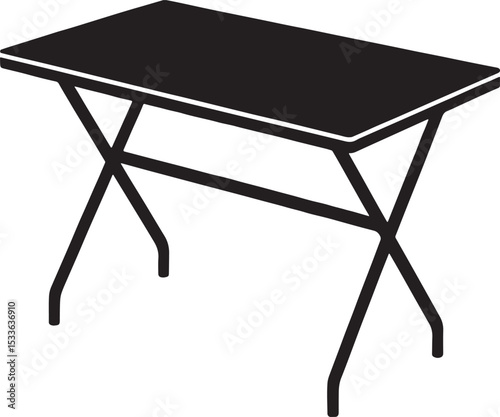 Simple black silhouette of a folding table.