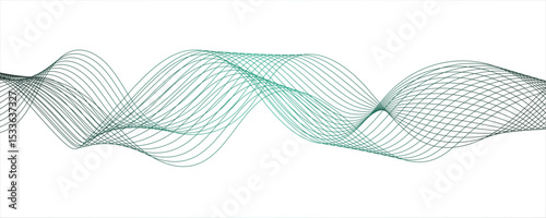 Abstract minimalistic wave pattern composed of smooth, blue gradient curves on a white background.Frequency sound wave lines and technology curve lines. Design for brochure, flyer, banner, template,