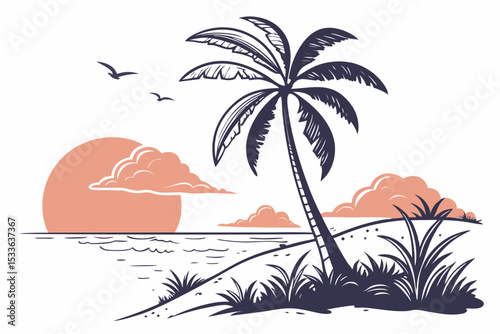 tropical island with palms