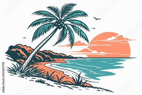 tropical island with palms