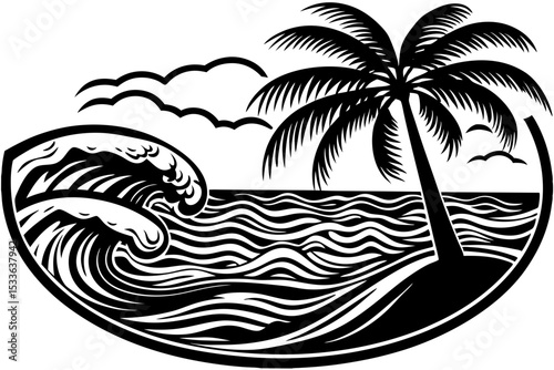 tropical island with palm trees
