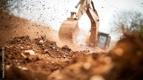 Excavator working on construction site