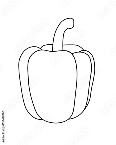 Vector line illustration of a bell pepper