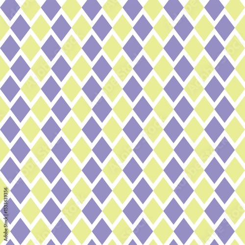 Seamless geometric abstract pattern with blue and yellow diamonds