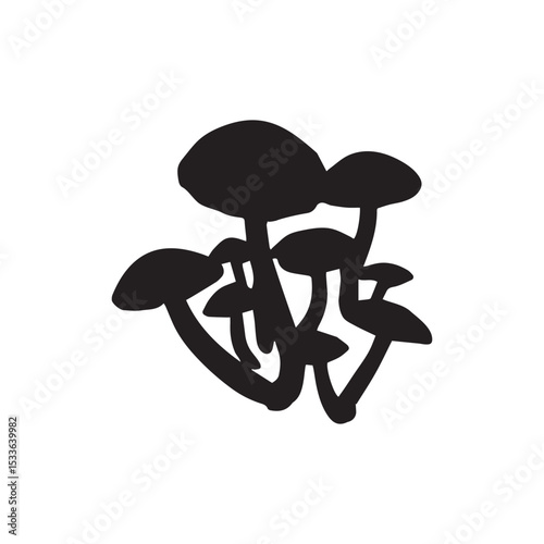 Silhouette of Mushroom Cluster – Fungi Icon Illustration