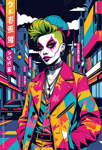 man with colorful makeup
