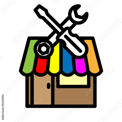 Repair Shop Vector Filled Icon Design
