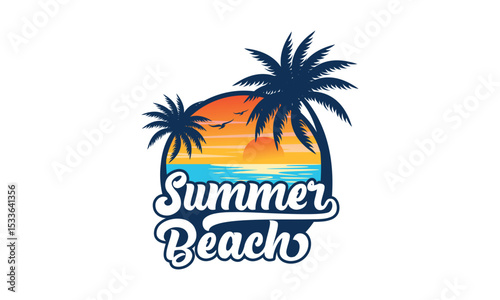 Summer beach logo design vector