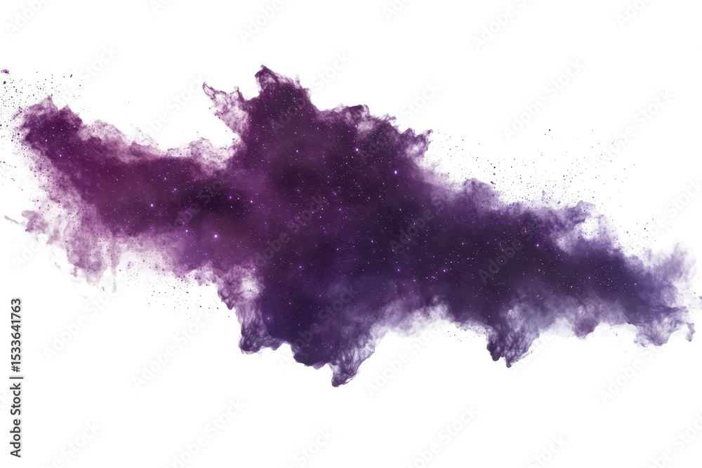 Fototapeta premium Colorful galaxy formation showcasing vibrant hues of purple and black against a transparent background amid a vast cosmic landscape