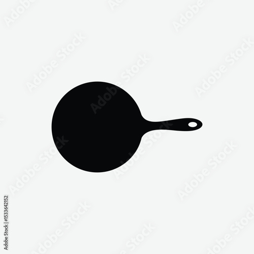 Download a clean, black vector silhouette of a traditional Tawa pan with handle. Minimal design, perfect for icons, infographics, and kitchen-themed graphics.