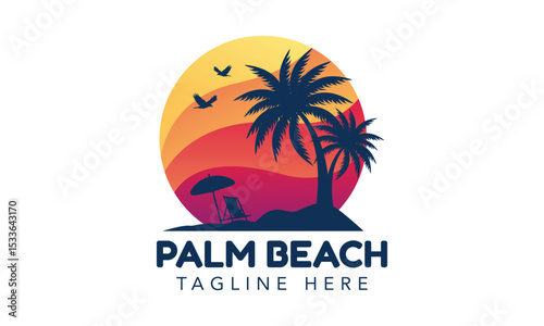 Palm beach logo design vector