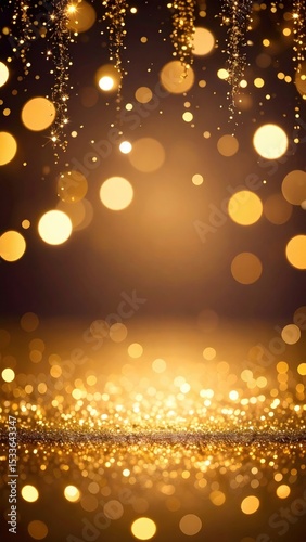 Sparkling golden bokeh background holiday celebration digital art festive environment warm viewpoint glamour concept