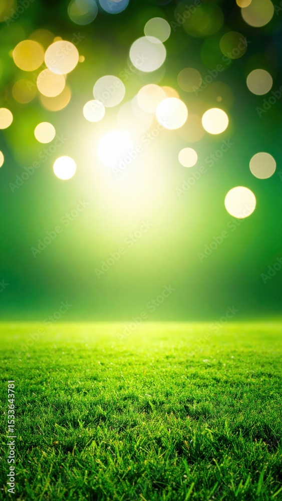 Obraz premium Illuminated nature scene outdoor grassland abstract light bokeh serene environment upward perspective