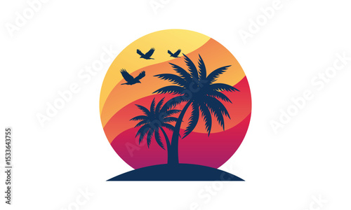 Vintage beach logo design vector