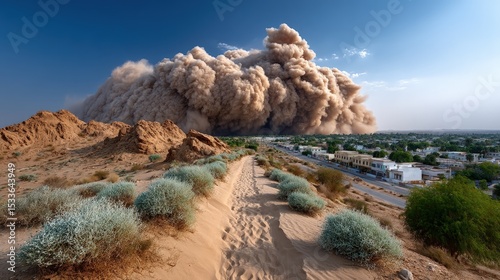 Vast sandstorm desert landscape