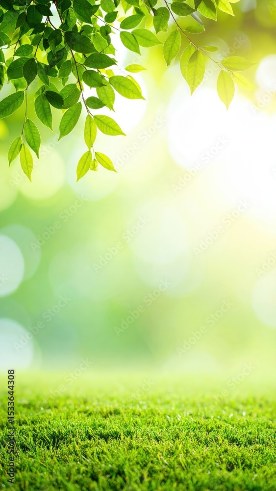Fototapeta premium Serene nature scene lush greenery background image tranquil environment soft focus peaceful concept