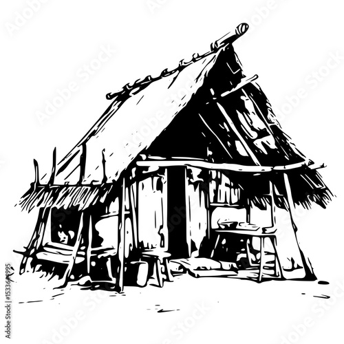 Hut isolated silhouette
