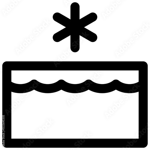 Ice diving. Editable stroke vector icon.