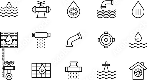 line icons related to drain  drainage  pipeline  s.eps