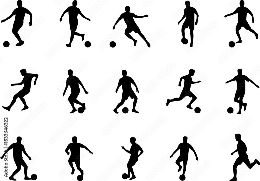 Naklejka premium A big collection of football players people playing football soccer