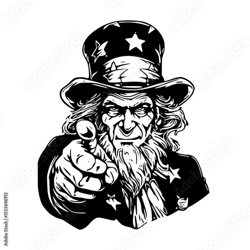 Uncle sam points silhouette