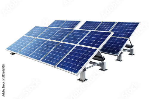 Solar panels arranged at various angles for optimal sunlight exposure in a renewable energy installation