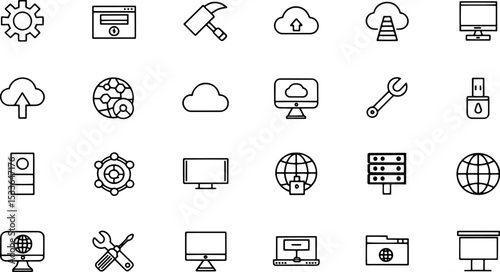 internet computer icon set  containing online  com.eps