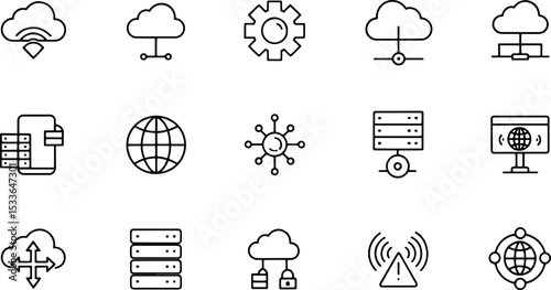 internet computer web icons in line style  cloud t.eps