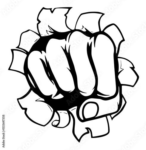 Fist punching through silhouette