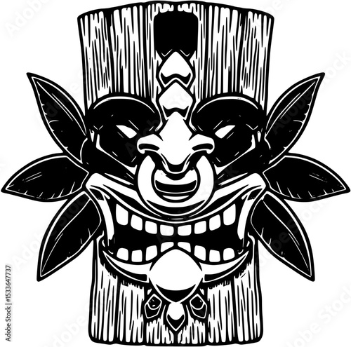 Tiki god face silhouette