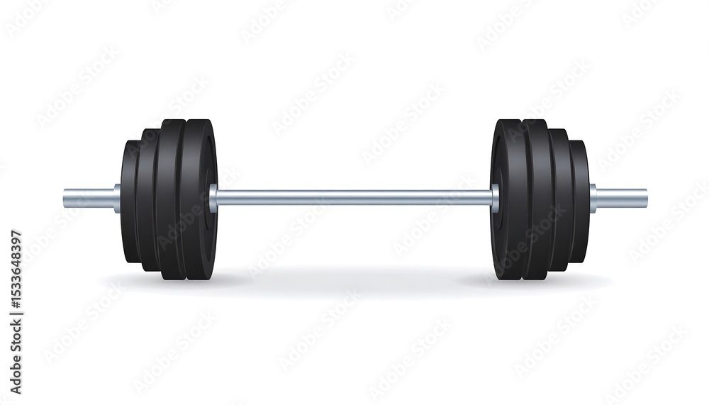 Fototapeta premium Barbell with weights on white background.