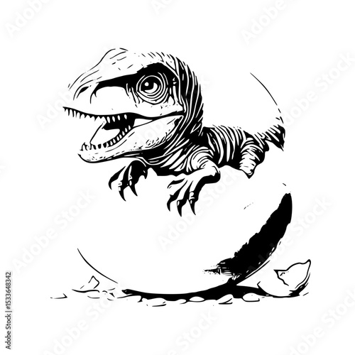 Hatching raptor silhouette