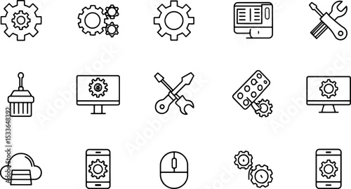 it expert icon set  settings  computer network  cu.eps