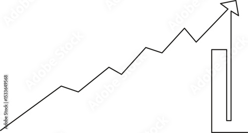 One continuous line drawing of graph icon isolated on transparent background. vector illustration.