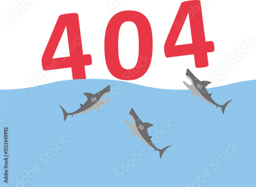 Flat line concept for page not found 404 error. Vector illustration background with 404 text sink in the blue ocean. vector illustration stock illustration


