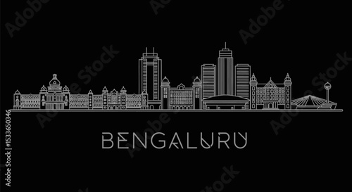 Bengaluru Skyline with India Cityscape Minimalist.