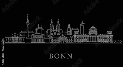 Bonn Skyline with Germany Cityscape outline.