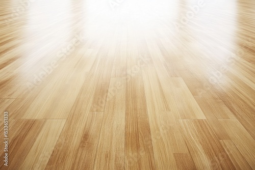 Close-up view of a light-tan wooden floor.  Perspective leads to a bright white area