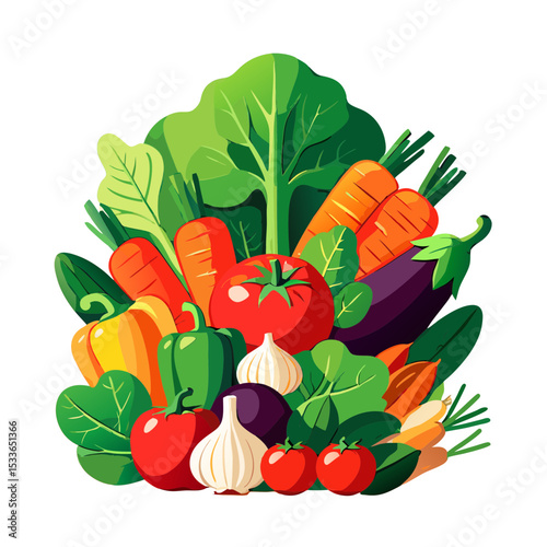 Vibrant assortment of fresh garden vegetables