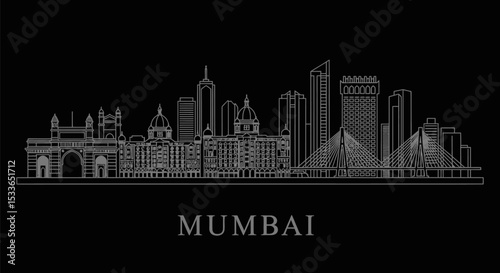 Mumbai Skyline with India, Cityscape, and Urban Design.