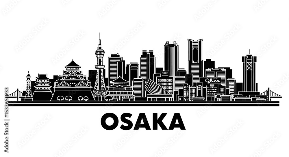 Fototapeta premium Osaka Skyline with Japan Cityscape Silhouette.