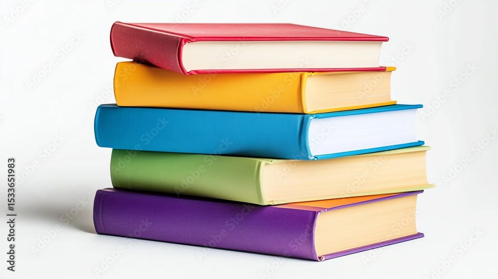 Colorful stacked books on a white background. Colorful stacked books on a white background.