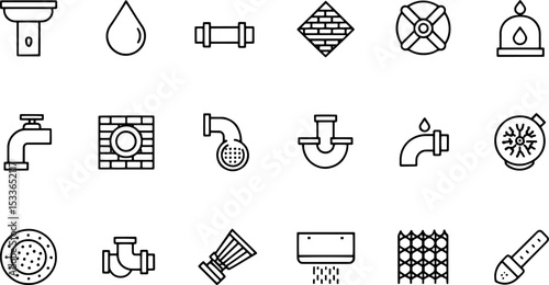 line icons related to drain  drainage  pipeline  s (1).eps